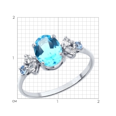 Topaz və fianit qaşlı gümüş üzük 3
