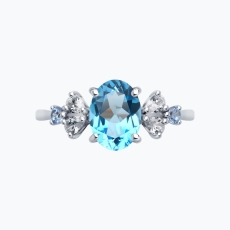 Topaz və fianit qaşlı gümüş üzük 2