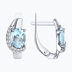 Topaz və fianit qaşlı gümüş sırğalar