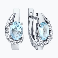 Topaz və fianit qaşlı gümüş sırğalar 2