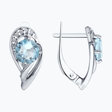 Topaz və fianit qaşlı gümüş sırğalar