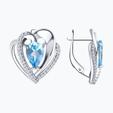 Topaz və fianit qaşlı gümüş sırğalar