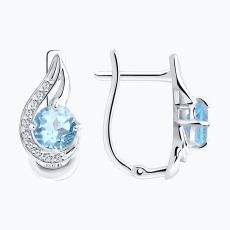 Topaz və fianit qaşlı gümüş sırğalar