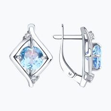 Topaz və fianit qaşlı gümüş sırğalar