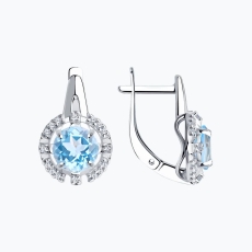 Topaz və fianit qaşlı gümüş sırğalar