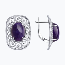  Серьги из серебра с чароитом