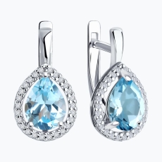 Topaz və fianit qaşlı gümüş sırğalar 2