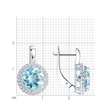 Topaz və fianit qaşlı gümüş sırğalar 3