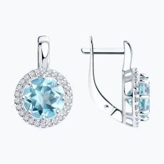 Topaz və fianit qaşlı gümüş sırğalar