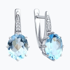 Topaz və fianit qaşlı gümüş sırğalar 2