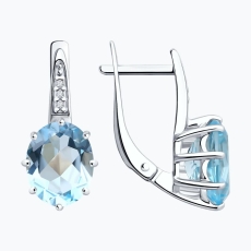 Topaz və fianit qaşlı gümüş sırğalar