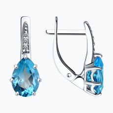 Topaz və fianit qaşlı gümüş sırğalar