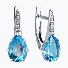 Topaz və fianit qaşlı gümüş sırğalar 2