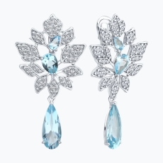 Topaz və fianit qaşlı gümüş sırğalar 2