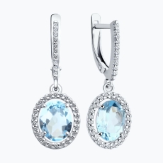 Topaz və fianit qaşlı gümüş sırğalar 2