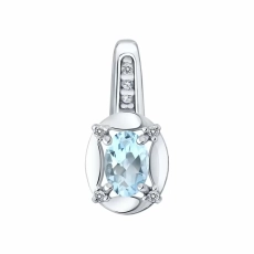 Topaz və fianit daşlı gümüş kulon