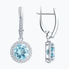 Topaz və fianit qaşlı gümüş sırğalar