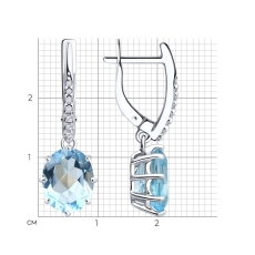 Topaz və fianit qaşlı gümüş sırğalar 3