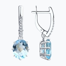 Topaz və fianit qaşlı gümüş sırğalar