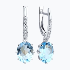 Topaz və fianit qaşlı gümüş sırğalar 2