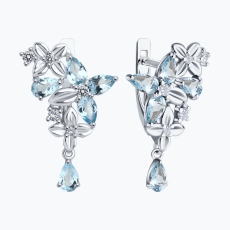 Topaz və fianit qaşlı gümüş sırğalar 2