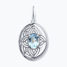 Topaz qaşlı gümüş kulon