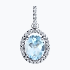 Topaz və fianit qaşlı gümüş kulon