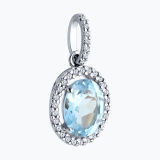 Topaz və fianit qaşlı gümüş kulon 2
