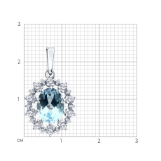 Topaz və fianit qaşlı gümüş kulon 3