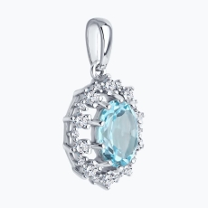 Topaz və fianit qaşlı gümüş kulon 2