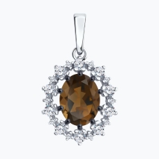 Rauxtopaz və fianit qaşlı gümüş kulon