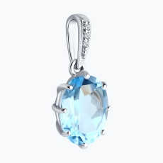 Topaz və fianit qaşlı gümüş kulon 2