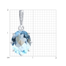 Topaz və fianit qaşlı gümüş kulon 3