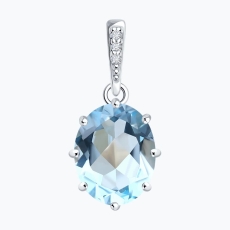 Topaz və fianit qaşlı gümüş kulon
