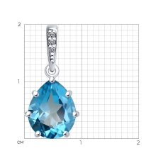 Topaz və fianit qaşlı gümüş kulon 3