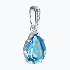 Topaz və fianit qaşlı gümüş kulon 2