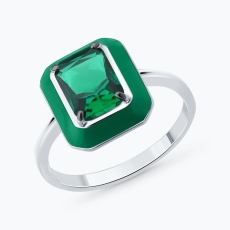 Fianit qaşlı və emallı gümüş üzük