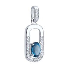 London topaz və fianit daşlı gümüş kulon 2