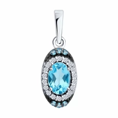 Topaz və fianit daşlı gümüş kulon