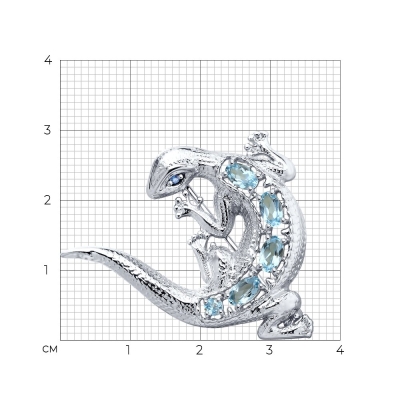 Topaz və fianit daşlı gümüş broş