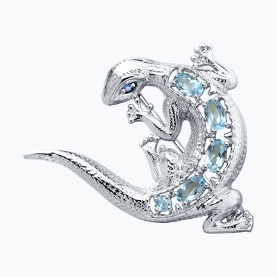 Topaz və fianit daşlı gümüş broş