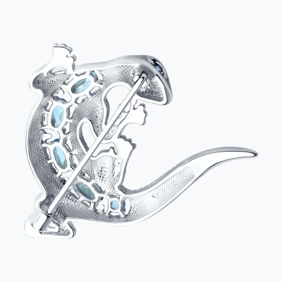 Topaz və fianit daşlı gümüş broş
