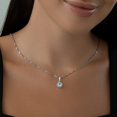 Topaz və fianit daşlı gümüş kulon