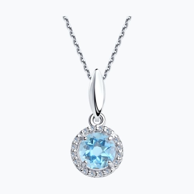 Topaz və fianit daşlı gümüş kulon