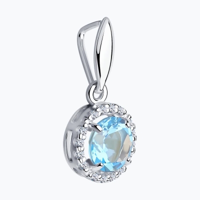 Topaz və fianit daşlı gümüş kulon