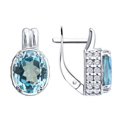 Topaz və fianit daşlı gümüş sırğalar